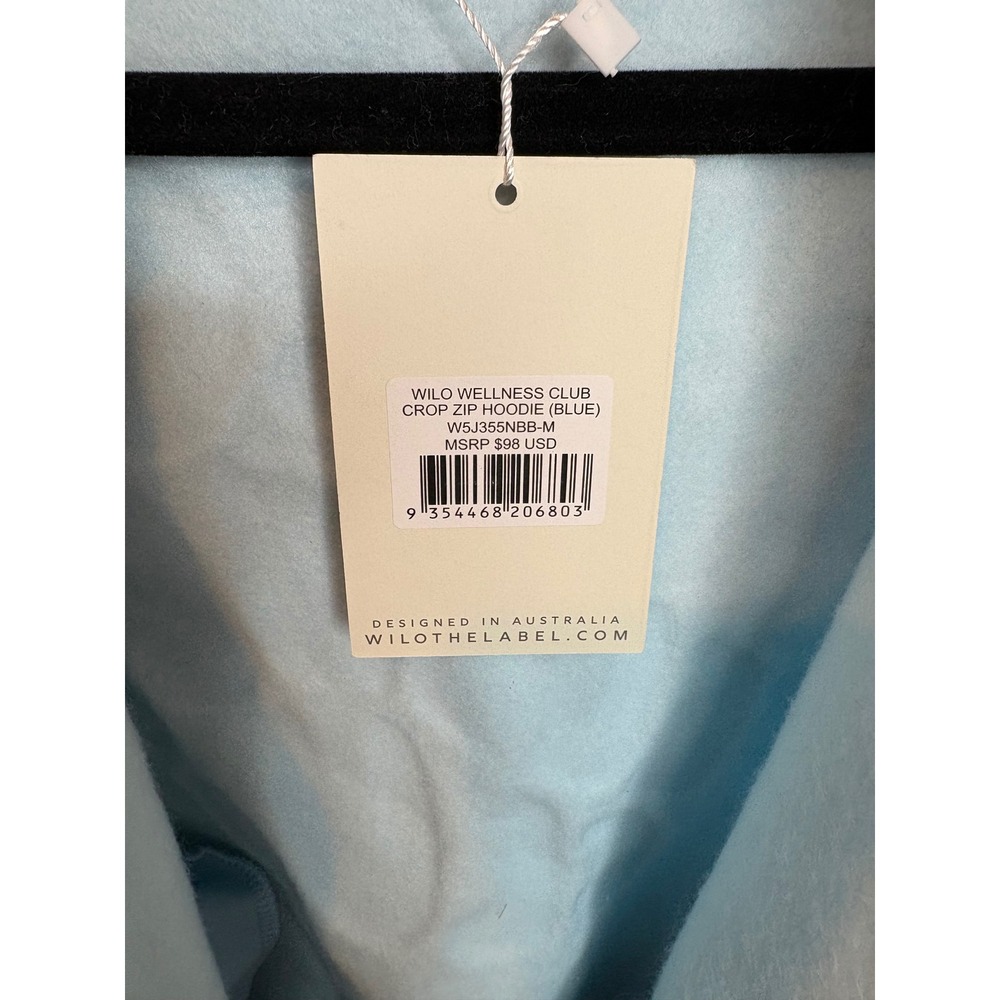 Wilo The Label Wellness Club Crop Zip Hoodie Blue W5J355NBB-M Womens Medium NWT - Picture 7 of 8